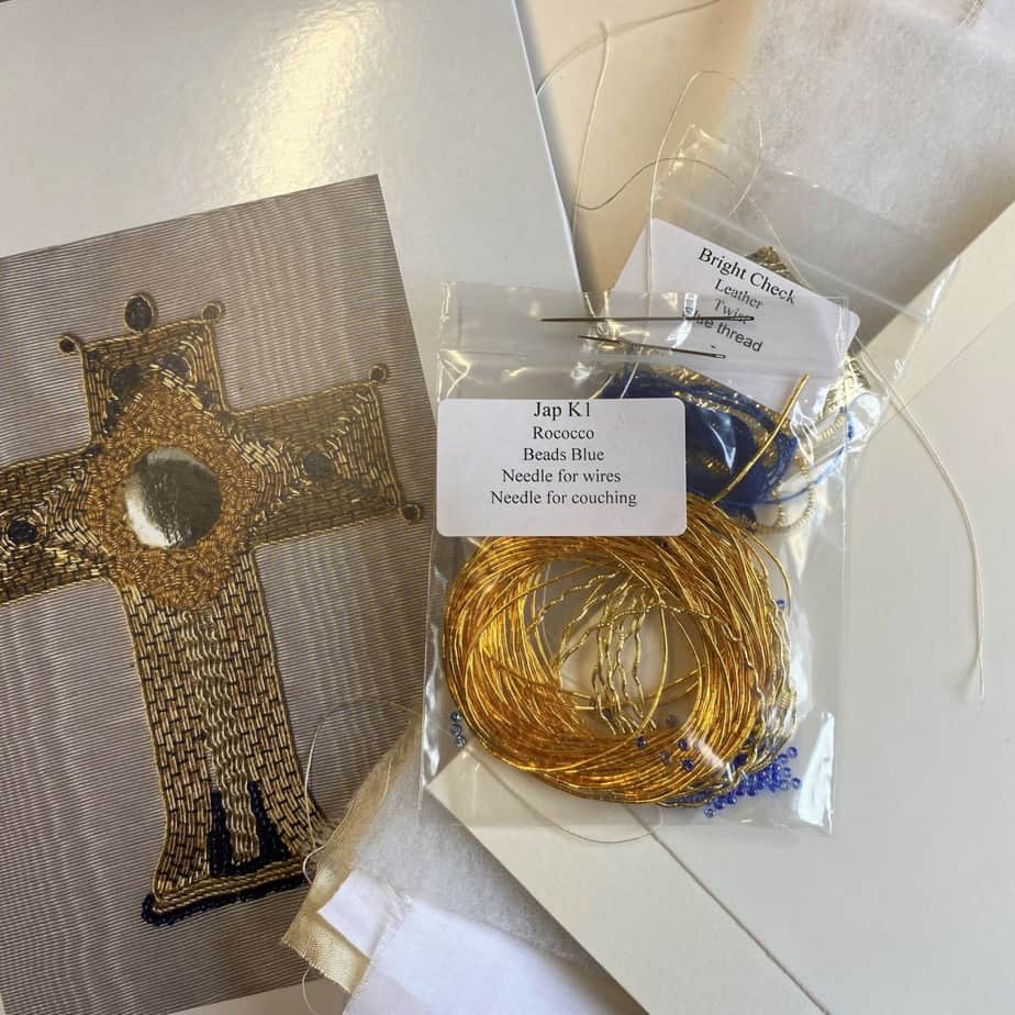 Cross Goldwork Embroidery Kit from Golden Hinde Goldwork