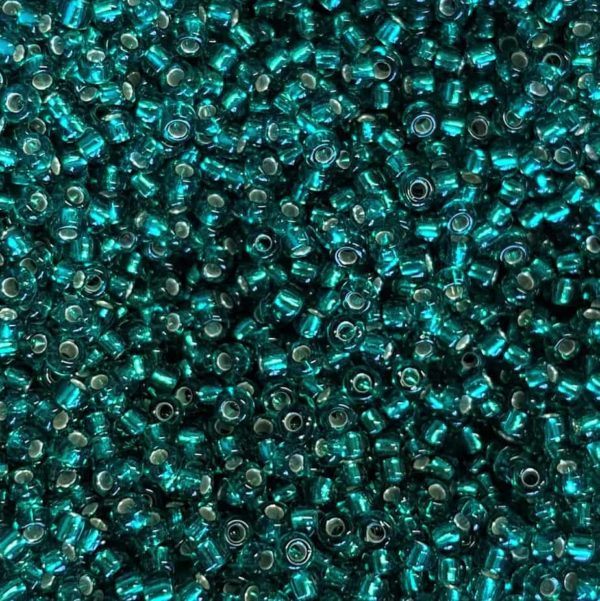 emerald green silver seed beads